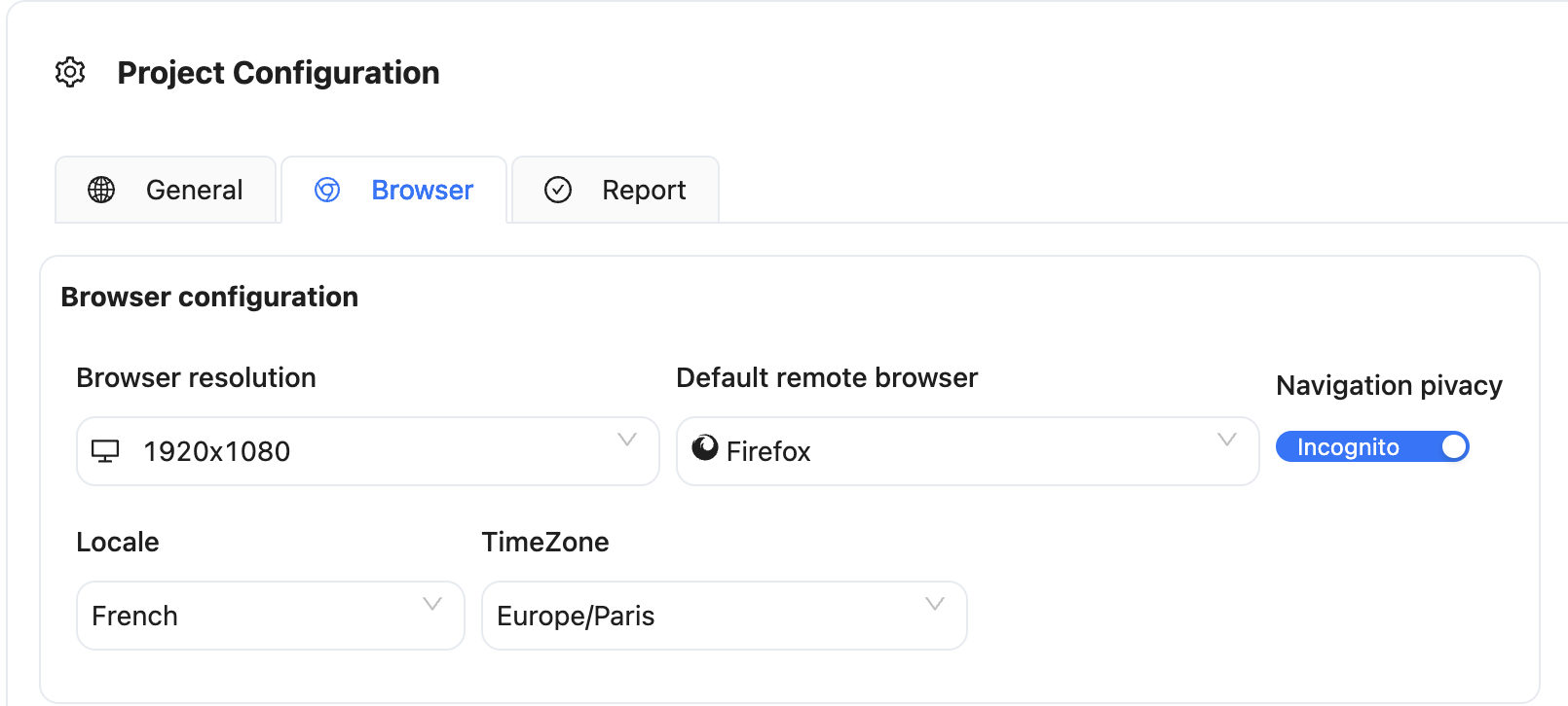 Browser Configuration