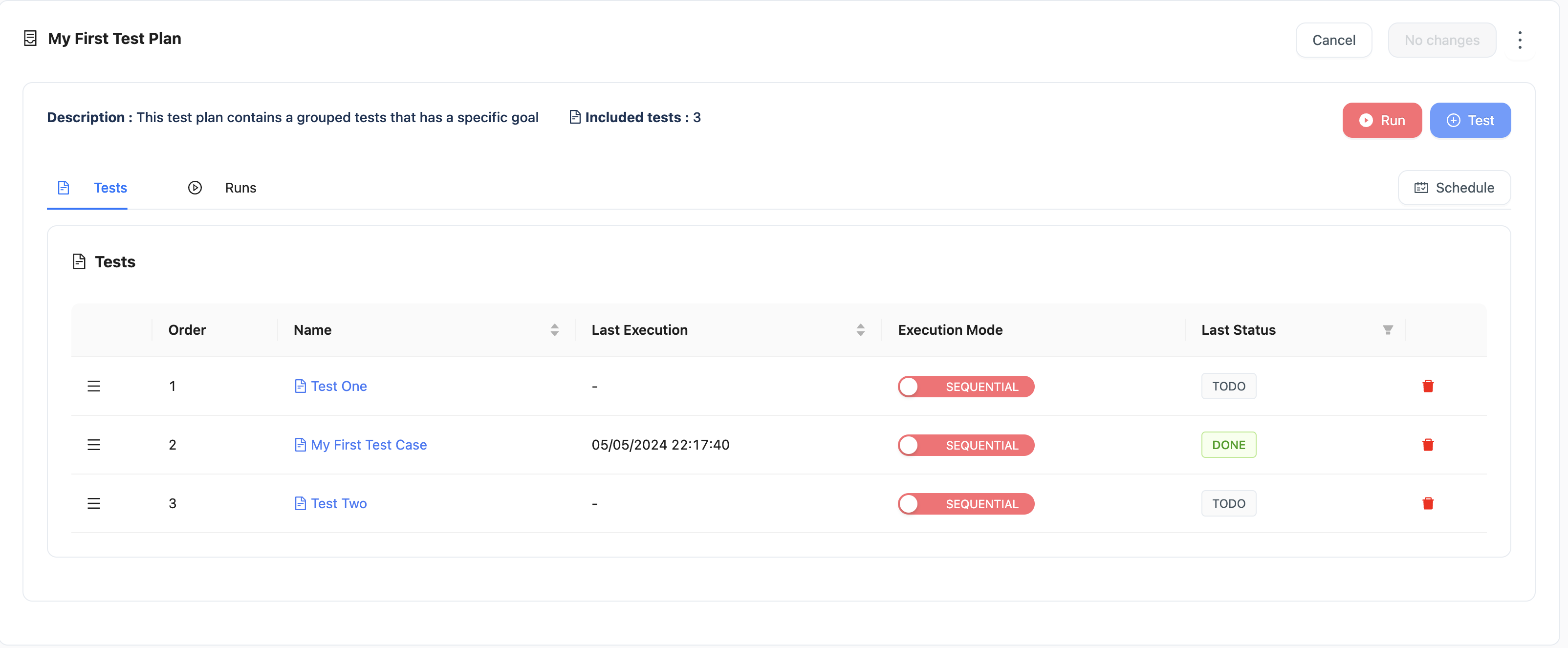 test plan details